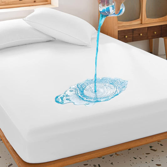 Full Waterproof Mattress Protector Deep Pocket Mattress Cover, Soft Breathable Mattress Pad, Fitted Noiseless Waterproof Bed Cover Stretch to 19"