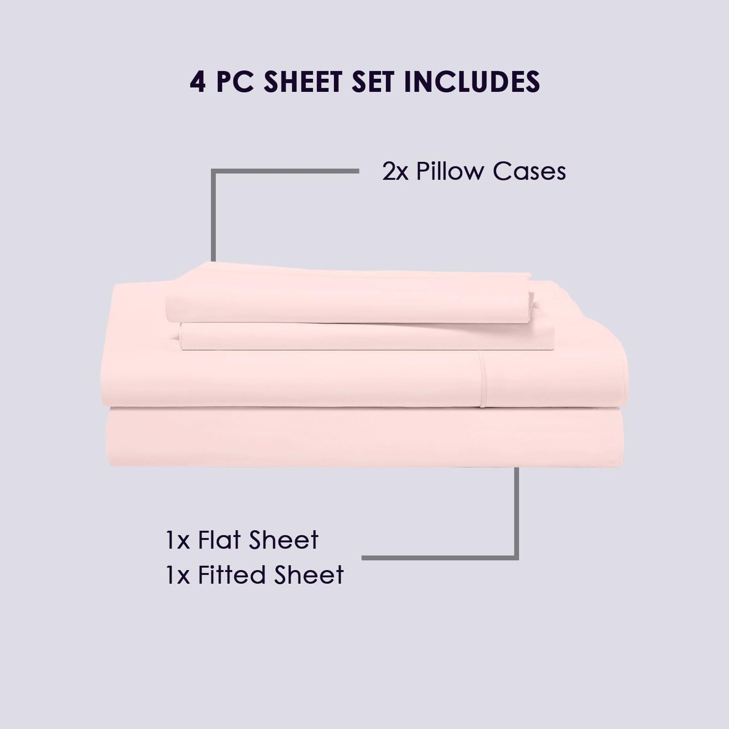 Pizuna Pure 100% Cotton California King Size Sheets, 800 Thread Count Long Staple Cotton Crisp Sateen Sheets with 15inch Deep Pocket (Light Pink)