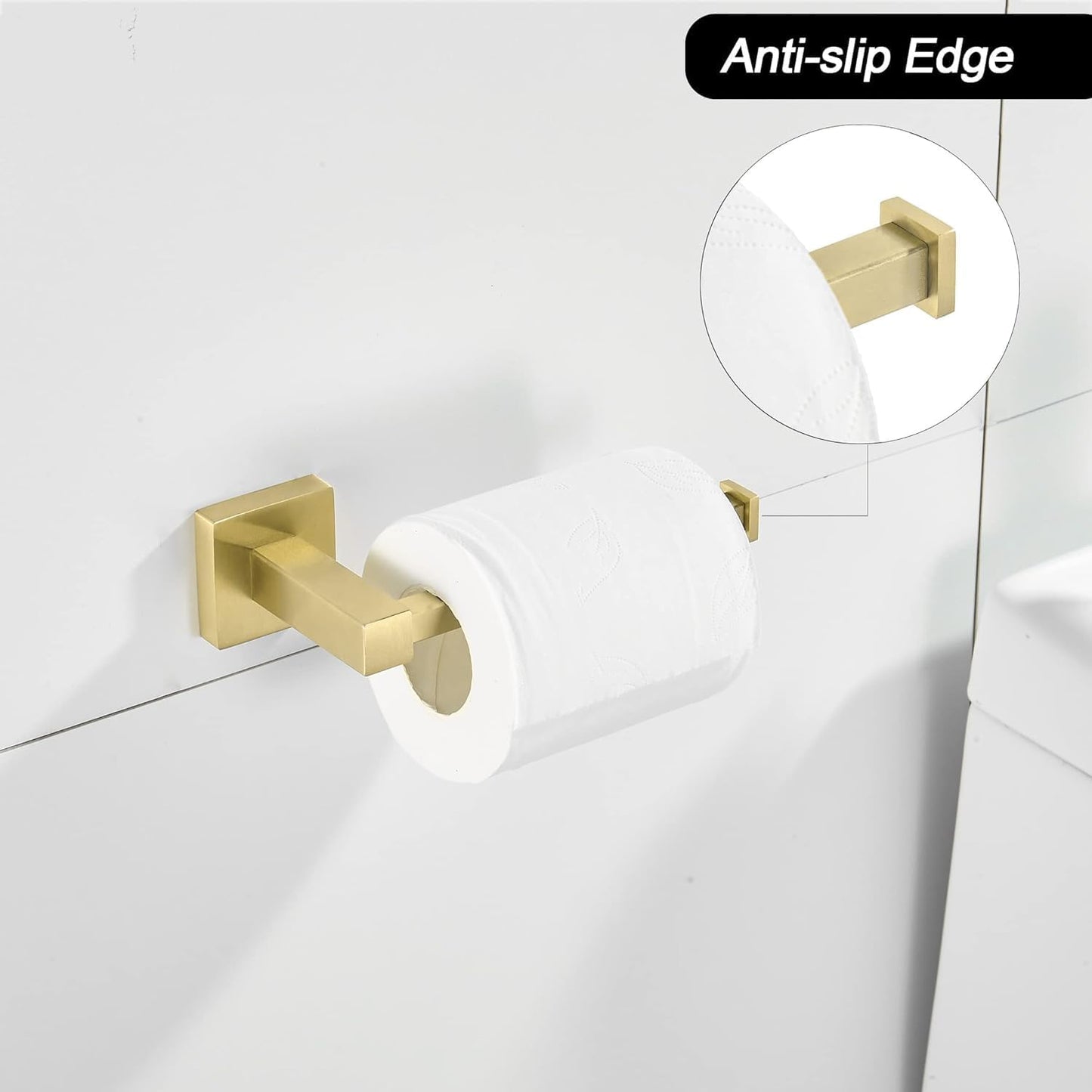 FORBATH Gold Toilet Paper Holder Towel Ring, Brushed Gold Bathroom Hardware, Hand Towel Holder Toilet Tissue Roll Holder Set, Wall Mount SUS304 Stainless Steel Bath Accessories, 2pcs