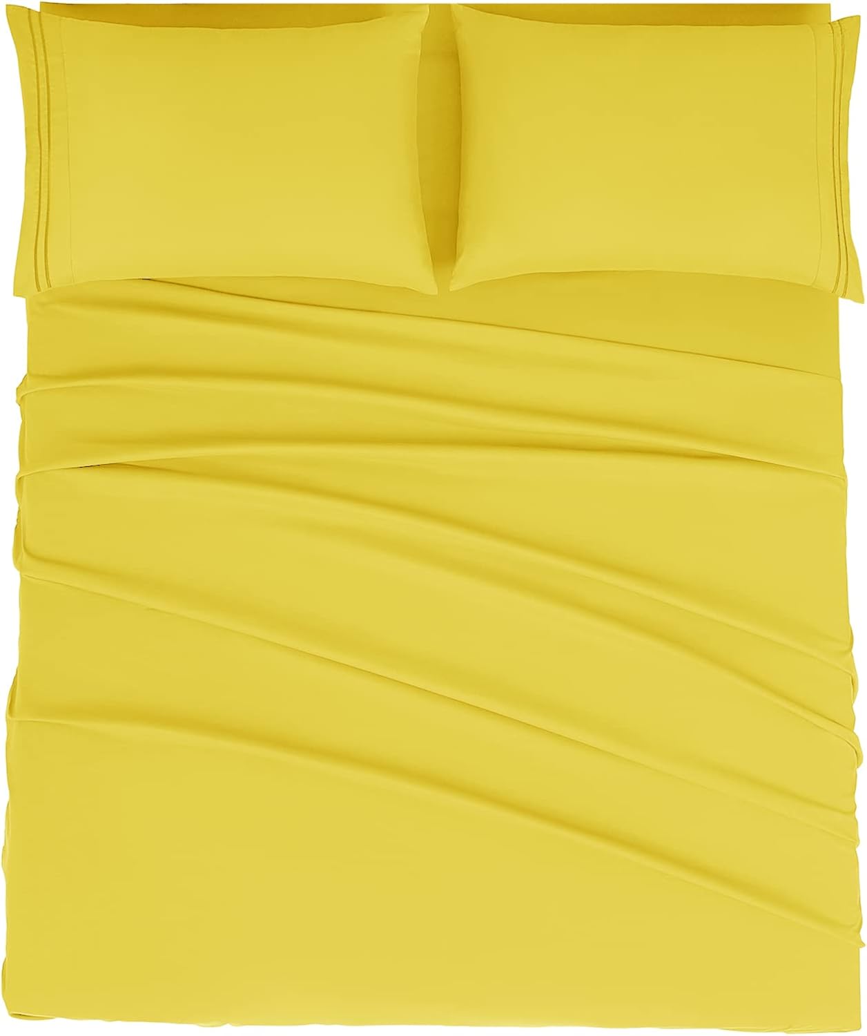 Mejoroom Queen Size Sheet Set - Hotel Luxury 1800 Bedding Sheets & Pillowcases - Deep Pocket Fitted Sheet, Soft, Breathable, Wrinkle & Fade Resistant - 4 Piece (Queen, Yellow)