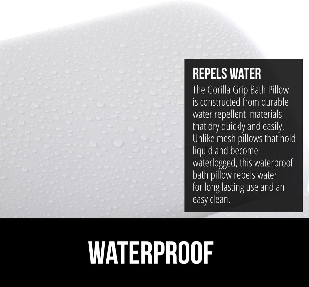 GORILLA GRIP Bath Pillow for Tub, Headrest for Neck and Back Support, Luxury Bathtub Pillows, Hot Tub Cushions, Bathroom Accessories for Women, Relaxing Spa Gifts for Mom Wife Girlfriend 2 Panel White