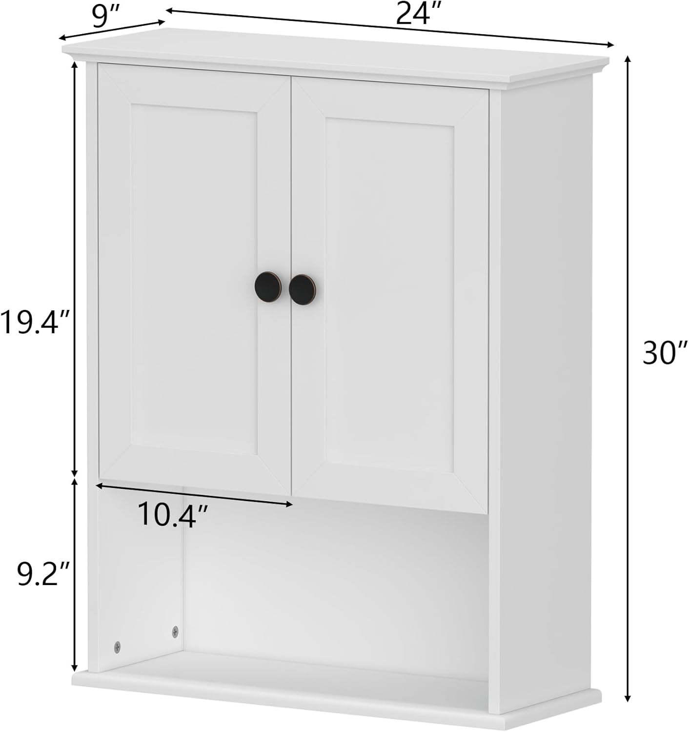 White Medicine Cabinet, 24x30 Inch Bathroom Cabinet Storage with 2 Doors and Adjustable Shelves,Over The Toilet Storage Cabinet, Above Toilet Storage Cabinet for Small Spaces