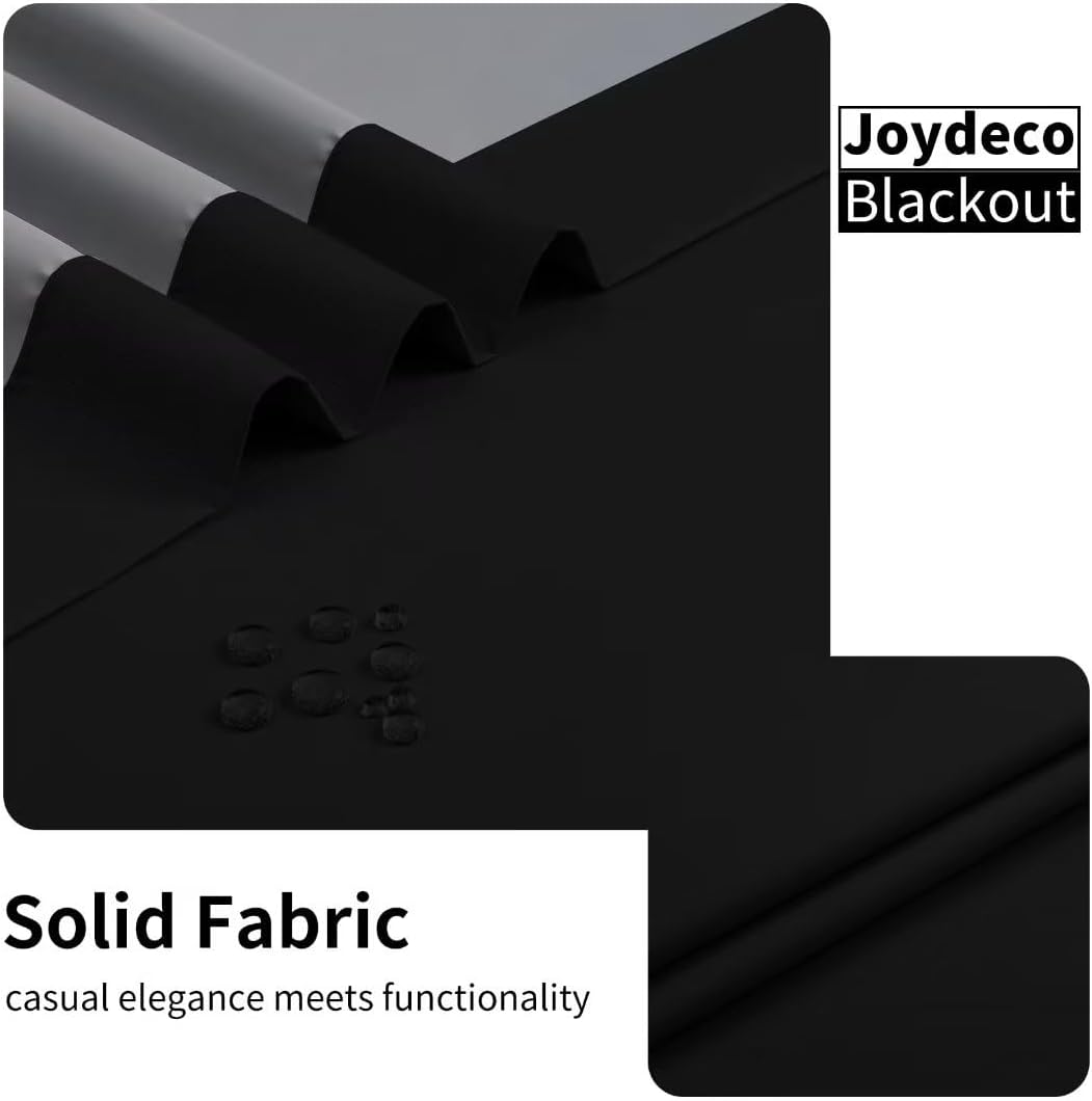 Joydeco Black Blackout Curtains 120 Inches Long, Extra Long Black Out Curtains 108 Inch Long for Living Room Bedroom, Total Room Darkening Drapes for Windows with Grommets