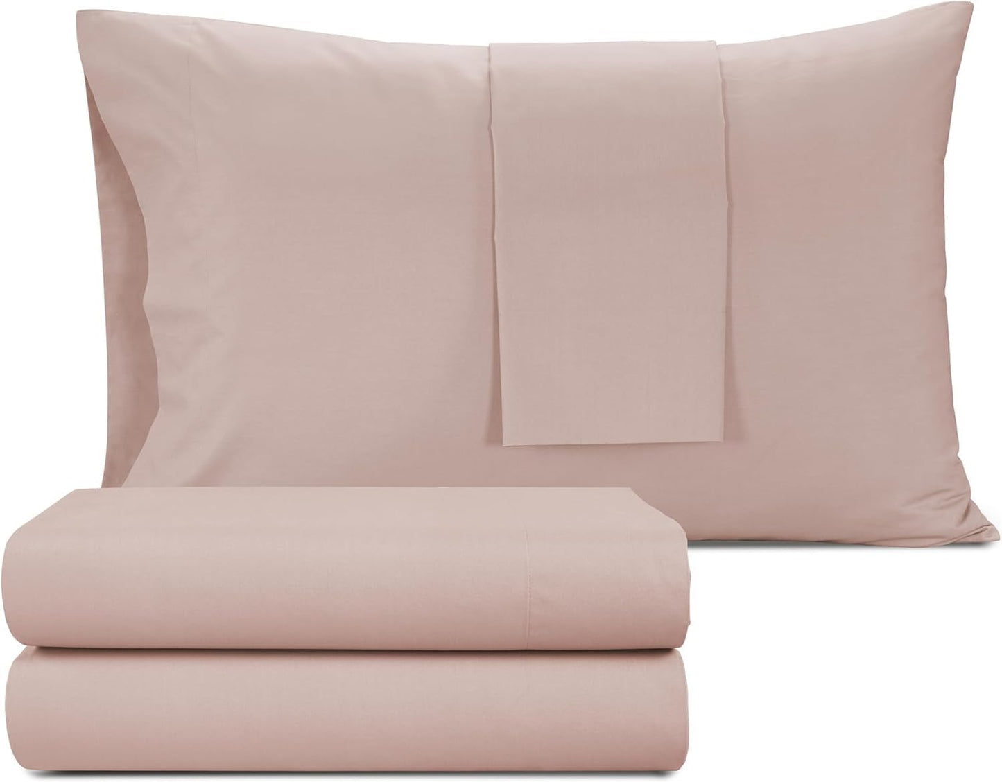 IZOD 100% Egyptian Cotton Sheets Set Full Size, Cotton Percale Crisp Sheet Set 4Pc, Lightweight & Deep Pocket fits Upto 17", Long-Staple Soft Combed, Hotel Style Luxury Bedding Sheet - Blush Rose