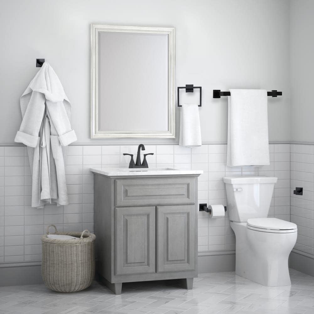 Bathroom Accessories Towel Bar Set: 15 Pieces Matte Black Bathroom Hardware Square SUS304 Stainless Steel - Wall Mounted Towel Rack&Toilet Paper Holder&Towel Ring and Towel Hook