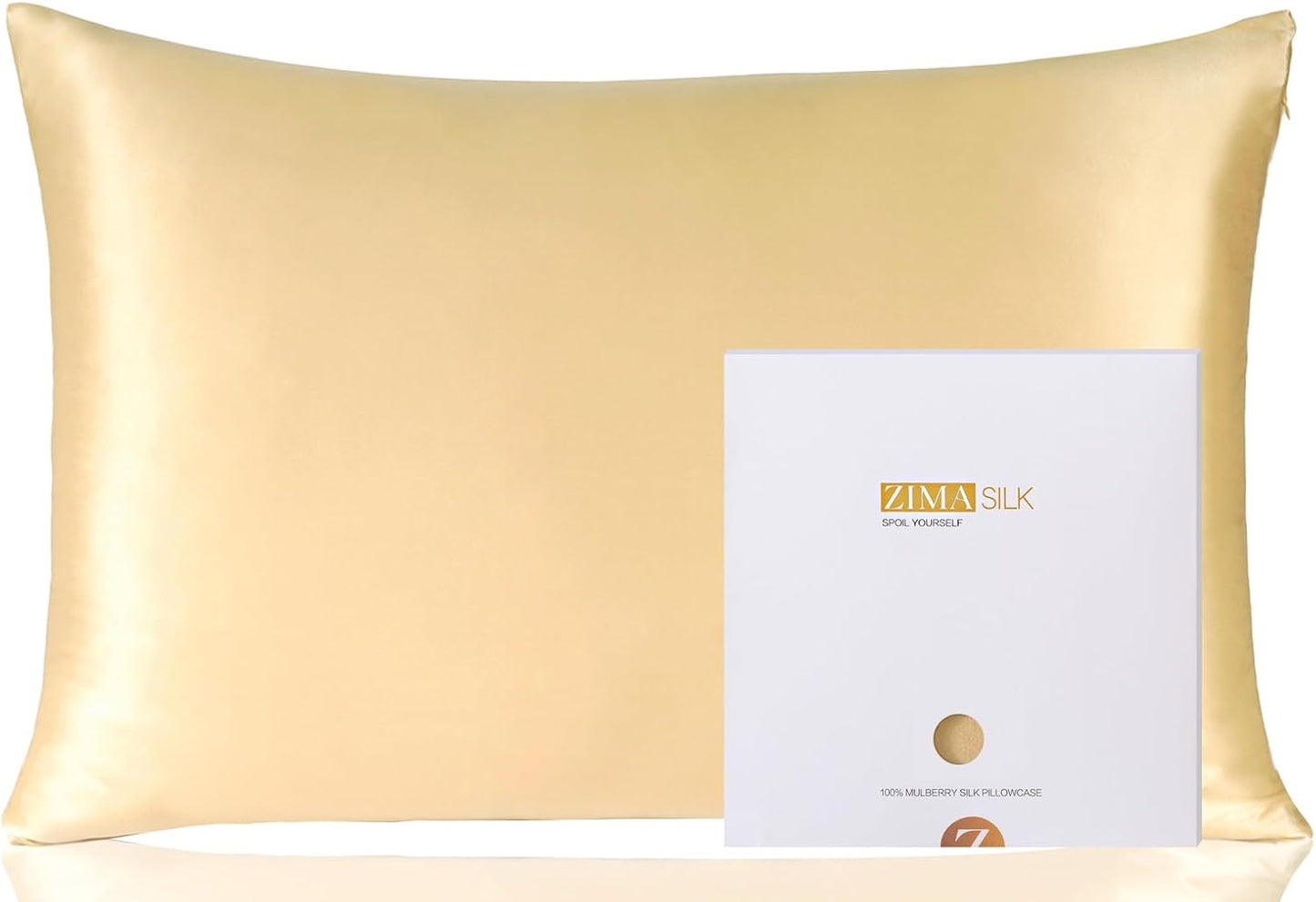 ZIMASILK 100% Pure Mulberry Silk Pillowcase for Hair and Skin Health,Soft and Smooth,Both Sides Premium Grade 6A Silk,600 Thread Count,with Hidden Zipper,1pc(Toddler 13''x18'',Champagne)