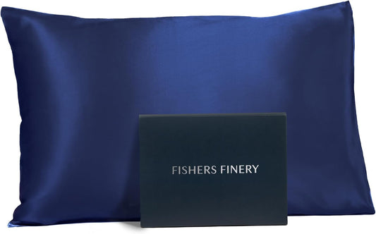 Fishers Finery 25mm Mulberry Silk Queen Pillowcase Navy