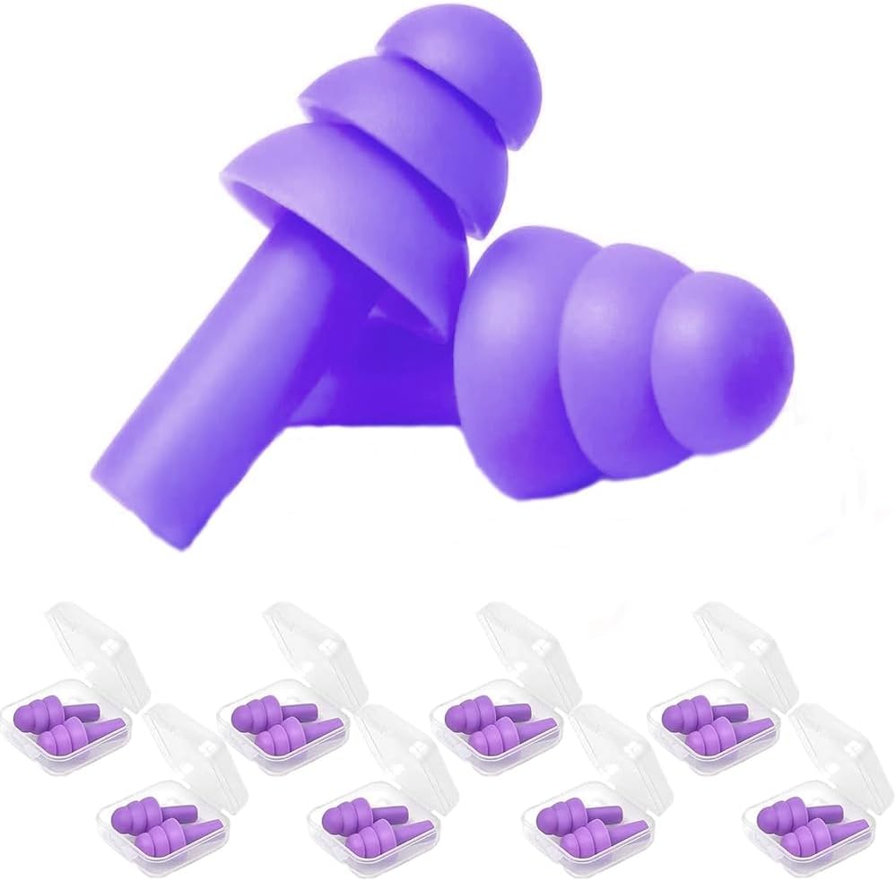 Earplugs for Sleeping Noise Cancelling, Reusable Ear Plugs– Super Soft, Silicone Ear Plug, for Sleeping 8 Pairs, Swimming, Snoring, Concerts, Work, Noisy Places (8 Colors)