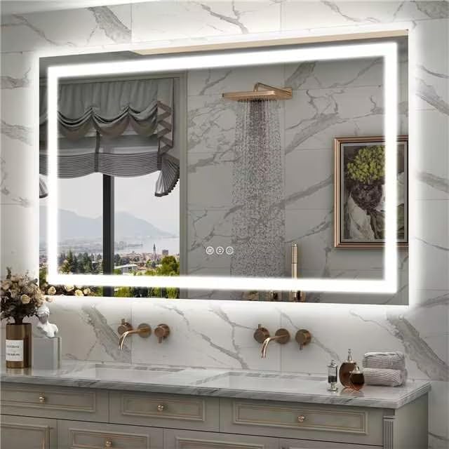 50x36 LED Lighted Bathroom Mirror for Wall, Large Vanity Mirror with Lights, Dimmable, Anti-Fog, Shatter-Proof, ETL Listed (Front lit + Backlit)