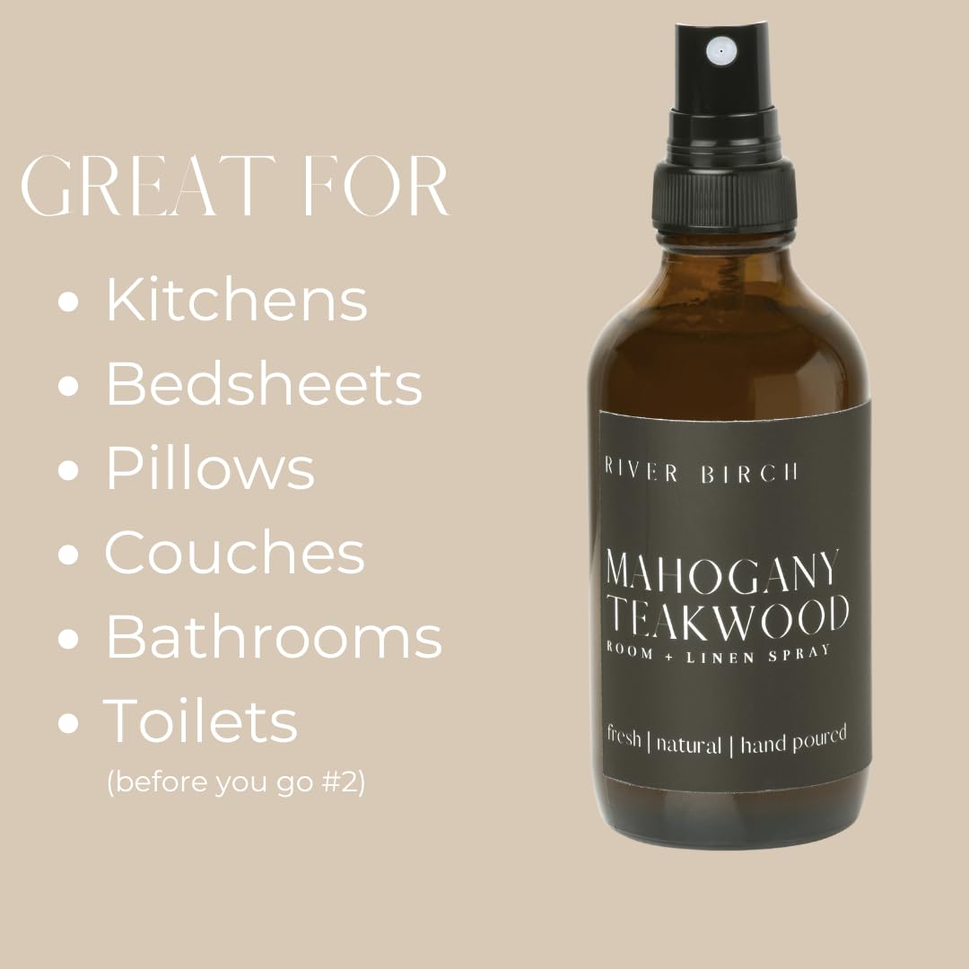 River Birch Fraser Fir Scented Linen and Room Spray | Home Fragrance | 4 oz Glass Amber Bottle | Luxury Signature Scent | Handmade in Texas