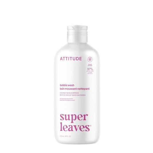 ATTITUDE Bubble Bath, EWG Verified, Plant and Mineral-Based, Dermatologically Tested, Vegan Body Care Products, Coconut & Wild Berries, 16 Fl Oz