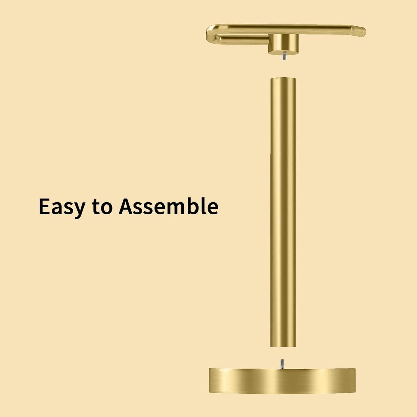 YUMORE Hand Towel Holder Stand Countertop Towel Rack Free Standing Towel Bar Hanger for Bathroom Kitchen (Gold)
