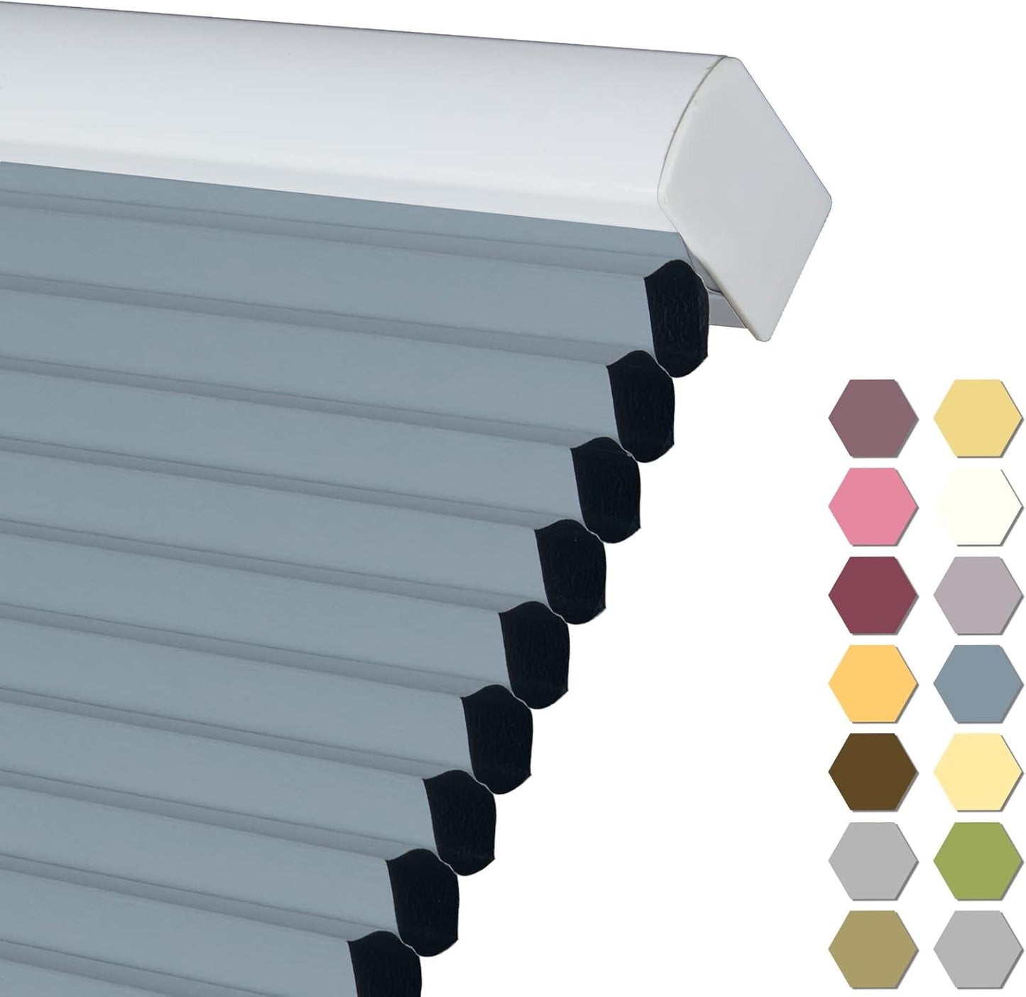 Persilux Blackout Cellular Shades Cordless Window Shades Bottom up UV Protection Thermal Insulated Honeycomb Window Blinds for Windows, Bedroom, Home and Office, Blue, 39" W x 48" H