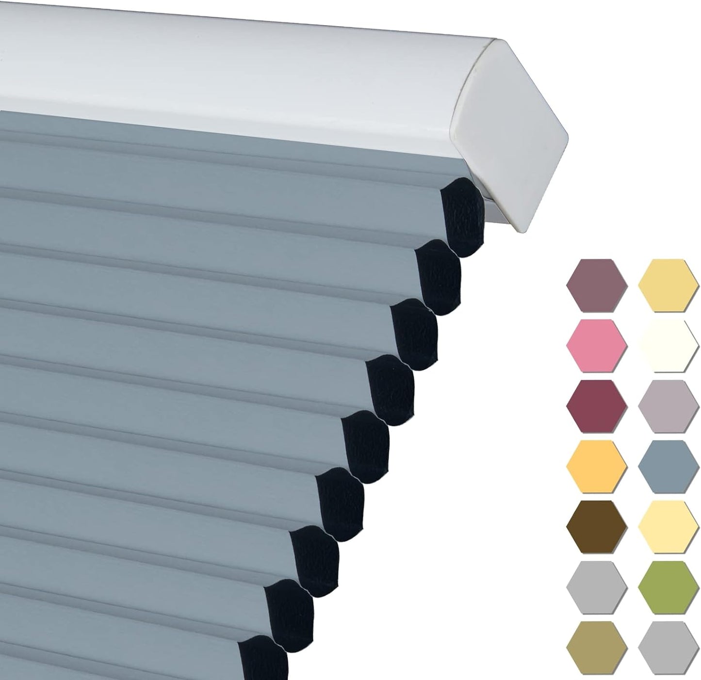 Persilux Blackout Cellular Shades Cordless Window Shades Bottom up UV Protection Thermal Insulated Honeycomb Window Blinds for Windows, Bedroom, Home and Office, Blue, 19" W x 38" H