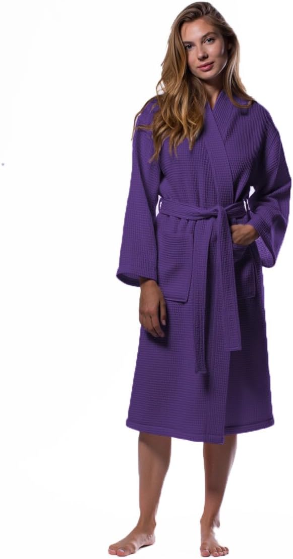Turquaz Lightweight Full-Length Robes For Women Waffle Kimono Bathrobe - Soft, Fast-Drying, Long-Lasting Cotton Blend Unisex