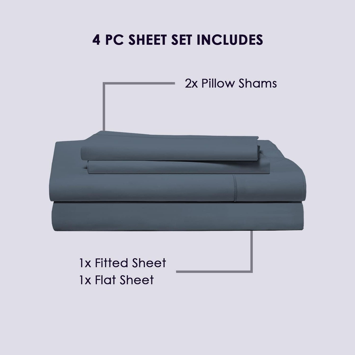 Pizuna Pure 100% Cotton Crisp Sateen Sheets Queen Size - 800 Thread Count - Long Staple Cotton - 15in Deep Pocket - Combed Dark Blue