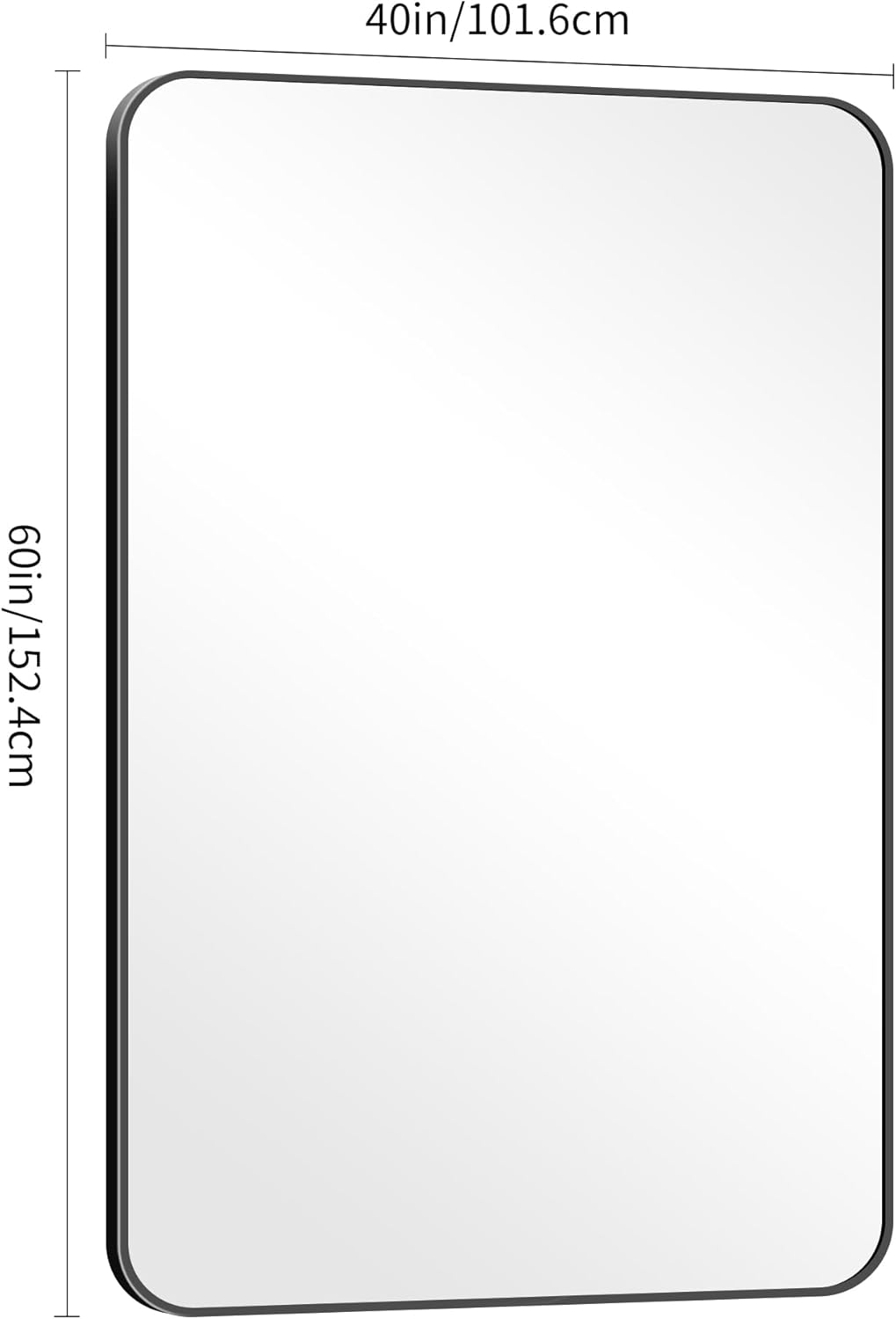 60" x 40"Bathroom Mirror, Matte Black Wall Mirror with Metal Frame, Decorative Rectangular Vanity Mirror for Bedroom Bathroom Living Room Entryway (Horizontal/Vertical)