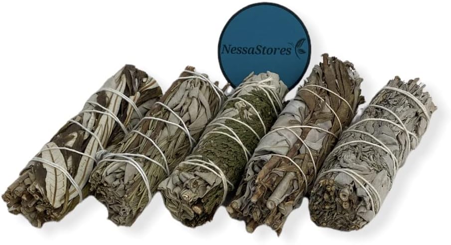NESSASTORES - White Sage Mixture Smudge Sampler Kit 4" Bundles #JC-230 (10 Kits, 5 pcs Combination A)