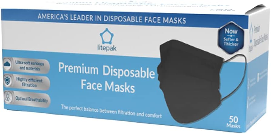 Litepak 500pcs Premium Disposable Face Mask SOFT 3ply Nose Wire
