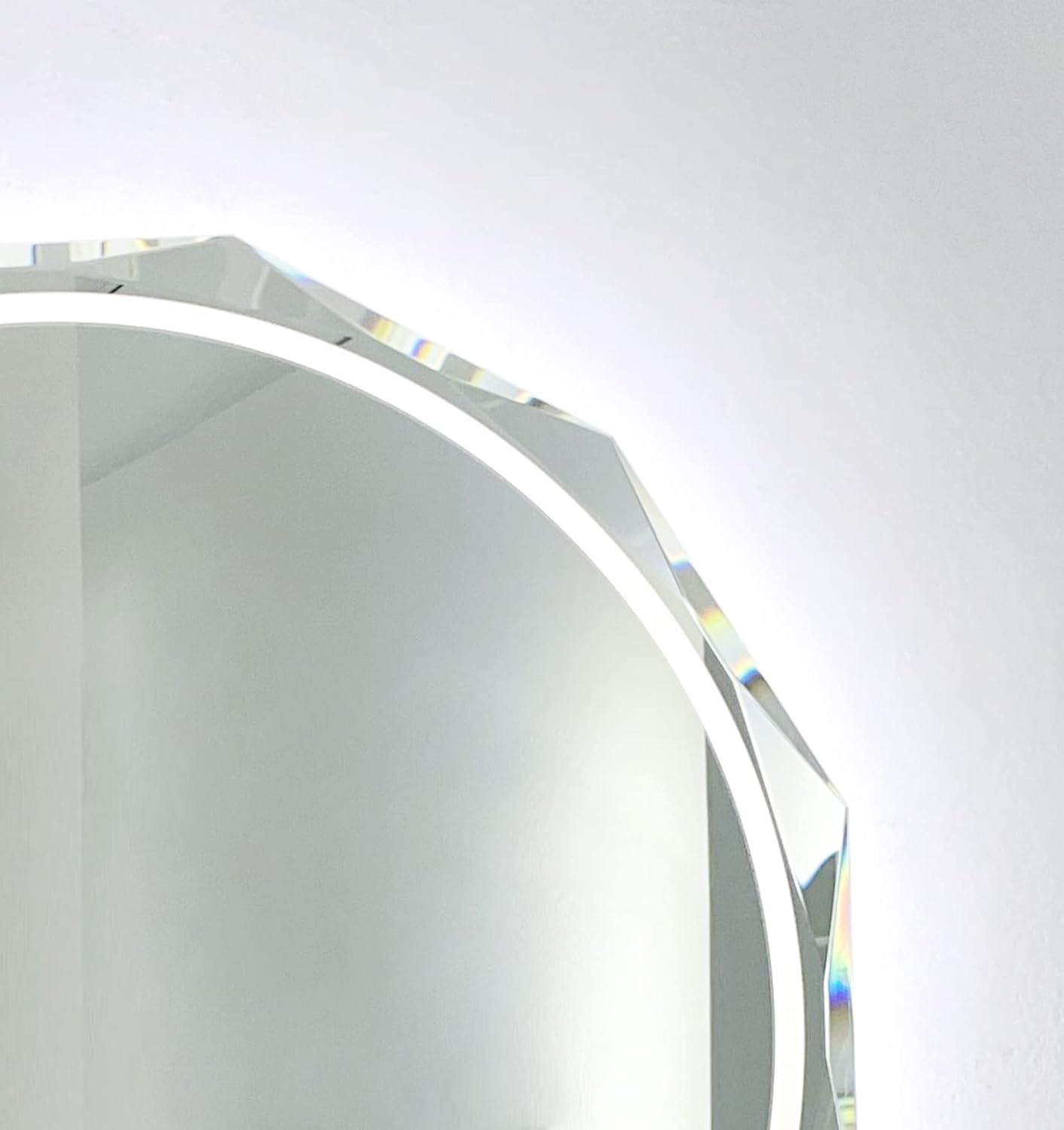 Round LED Bathroom Mirror, Beveled Edge Frameless Wall Mount Bathroom Vanity Mirror with 3-Color and Anti-Fog, 30 Inch, Silver