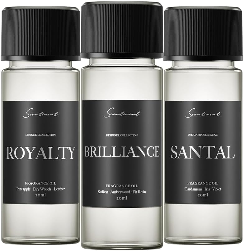 Scentiment Designer Diffuser Oil Discovery Kit – Top 3 Luxury-Inspired Scents | Aromatherapy Fragrance Oils for Home & Office | Long-Lasting & Elegant Scent (3 x 20ml)