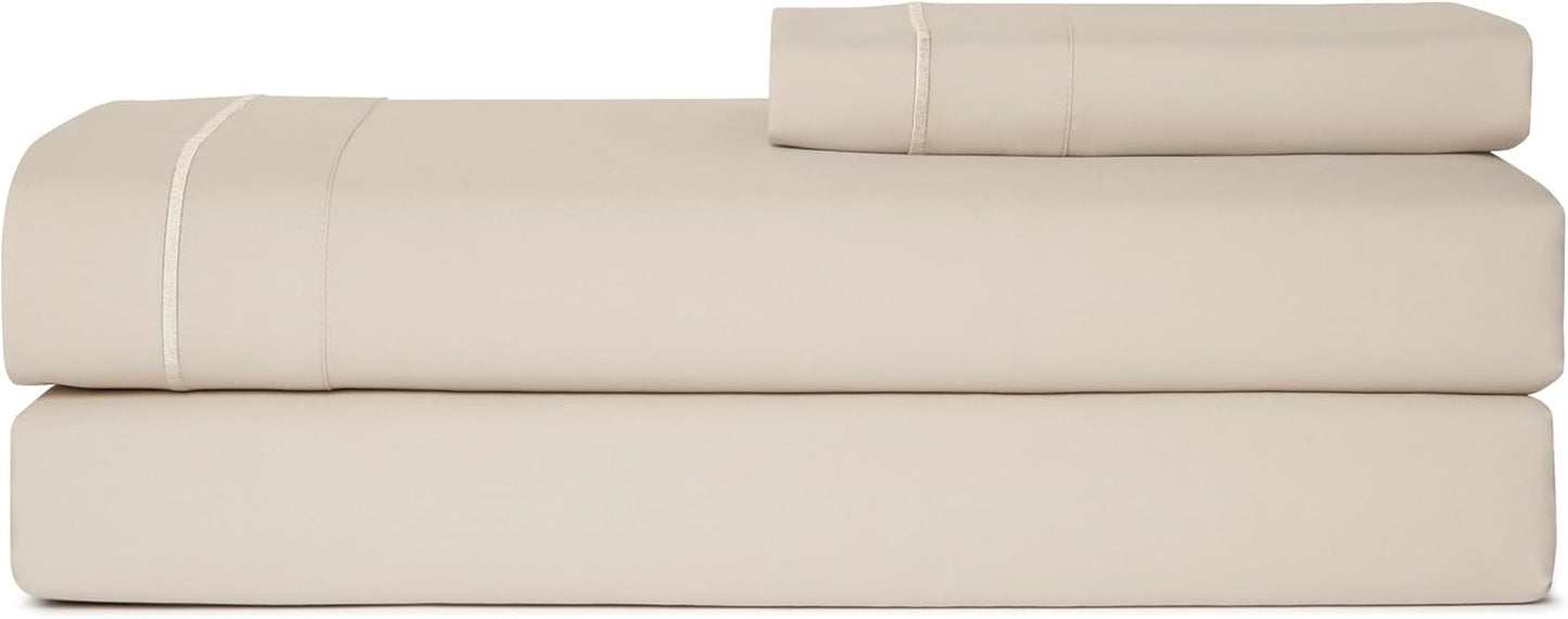 Casual Living Twin XL Sheets Set 3 Piece Cooling Sheets with 1 Pillowcase Soft Microfiber Hypoallergenic Washable Bed Set Deep Pocket Lightweight Bedding for College Dorm Essentials, Twin XL, Beige