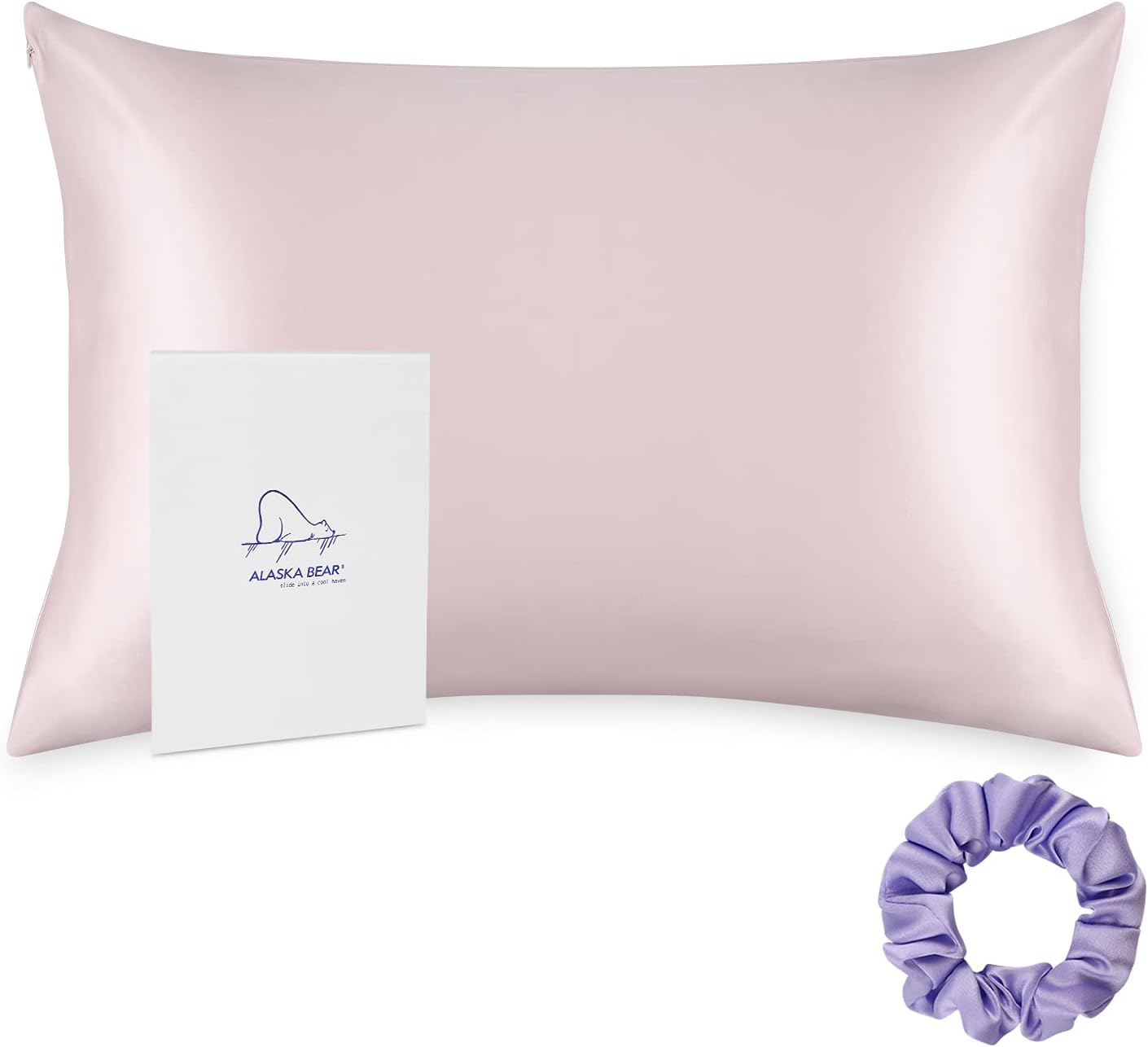 ALASKA BEAR Silk Pillowcase Envelope Closure, 22 Momme 100 Percent Mulberry Silk Pillow Slip Foldover Design, Washable and NO Zipper, King(1, Pink)