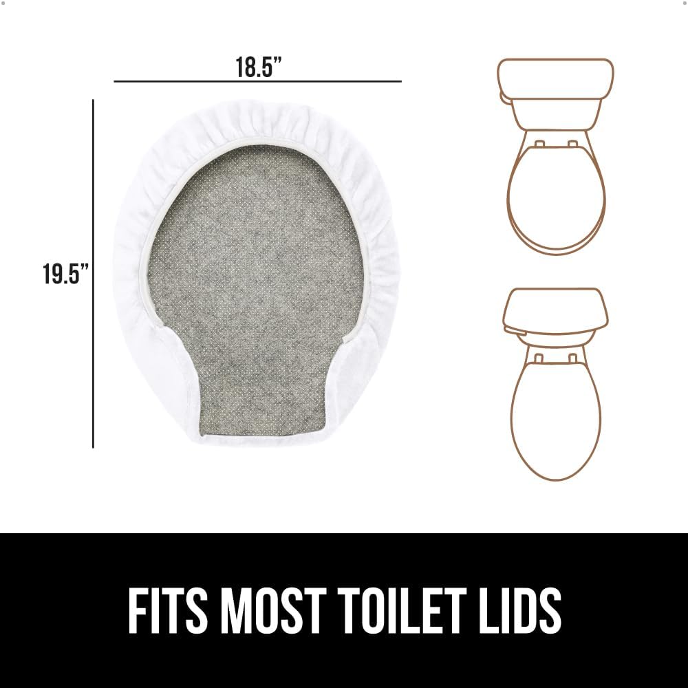 GORILLA GRIP Thick Memory Foam Bathroom Toilet Lid Seat Cover, Soft Velvet Topside, Machine Wash, Plush Cushioned Covers Fits Most Size Lids, Decorative Bath Room Accessories, 19.5x18.5, Bright White