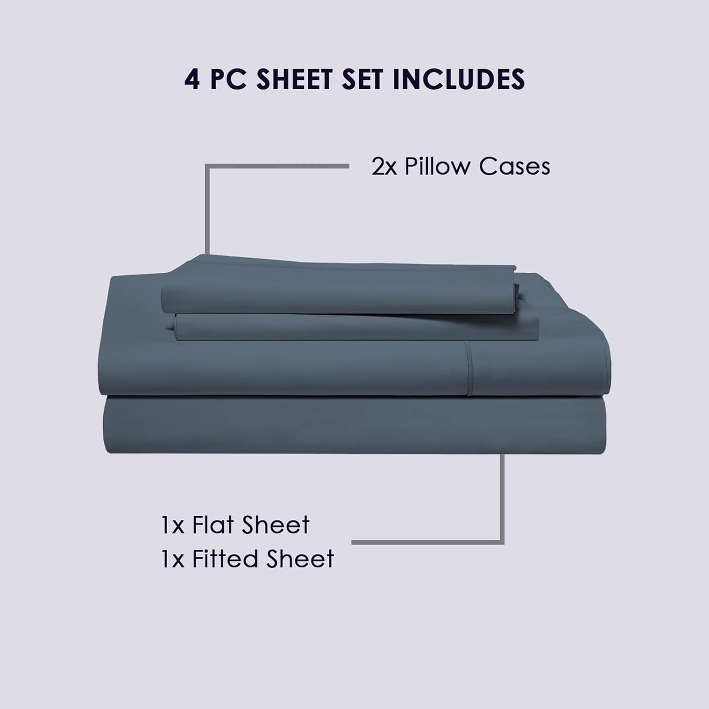 Pizuna Pure 100% Cotton California King Size Sheets, 800 Thread Count Long Staple Cotton Crisp Sateen Sheets with 15inch Deep Pocket (Dark Blue)