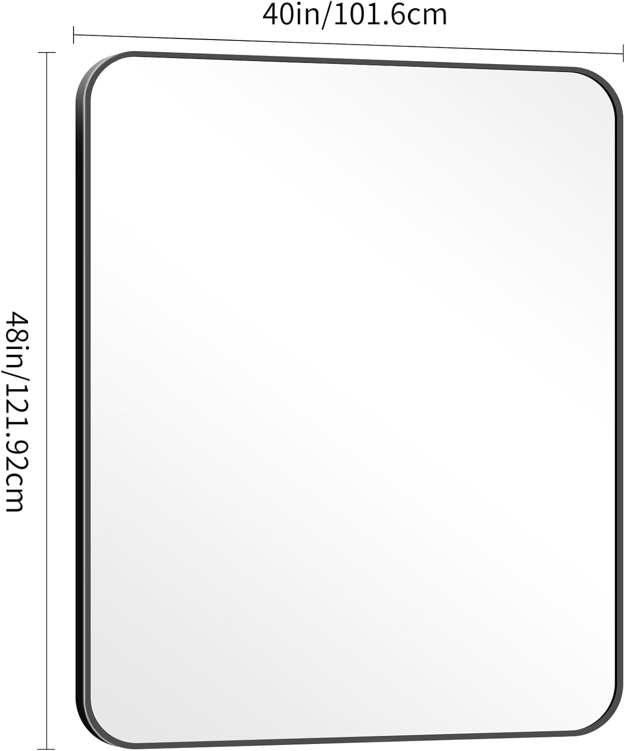 40" x 48"Bathroom Mirror, Matte Black Wall Mirror with Metal Frame, Decorative Rectangular Vanity Mirror for Bedroom Bathroom Living Room Entryway (Horizontal/Vertical)