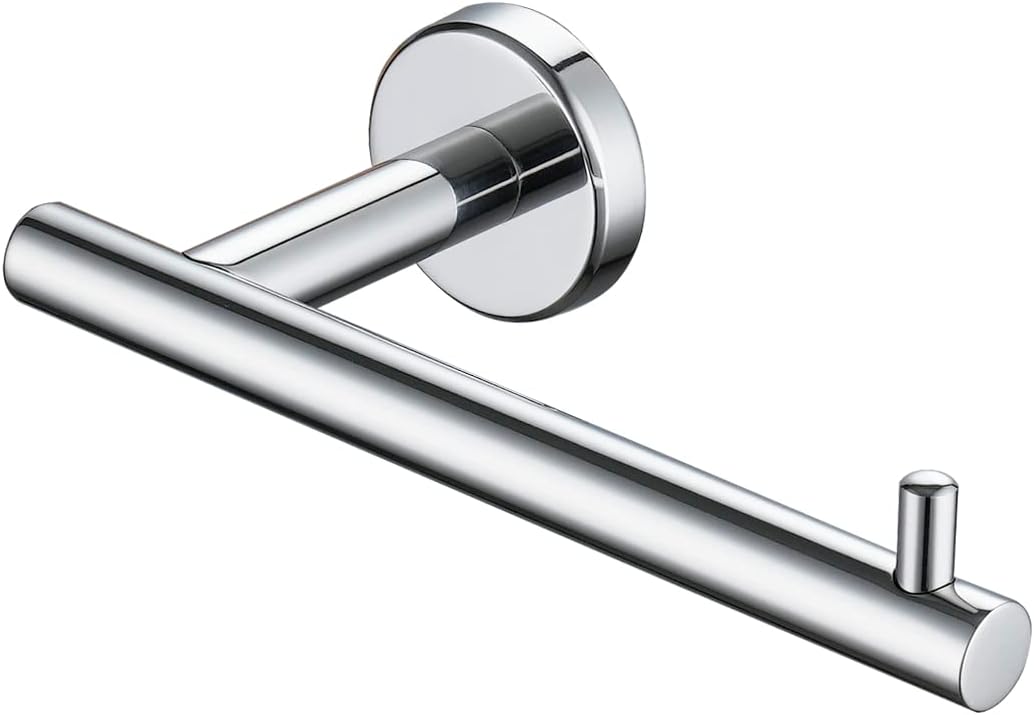 JQK Chrome Toilet Paper Holder, 5 Inch 304 Stainless Steel Thick 8mm Tissue Paper Dispenser for Bathroom, Hold Mega Rolls, Polished Chrome Wall Mount, TPH100-CH