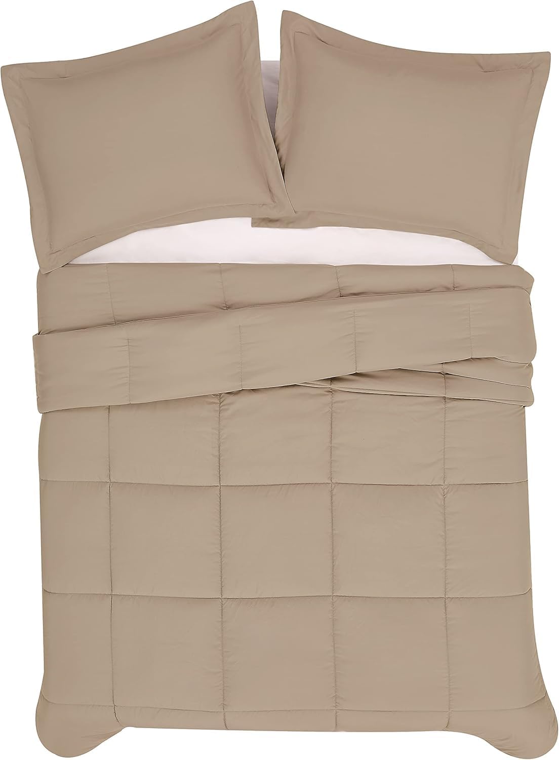 London Fog Garment Washed Solid Comforter Set Khaki Microfiber 3-Piece King Comforter Set, Solid Themed, Adult and Teen, Oeko-TEX Certified