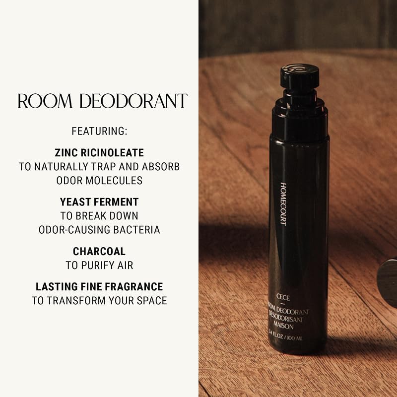 Homecourt Room Deodorant, Natural Room Spray, Fine Fragrance of Cedarwood & Leather, For Kitchen, Bathroom & more, Clean Formula, Cece, 3.4 oz
