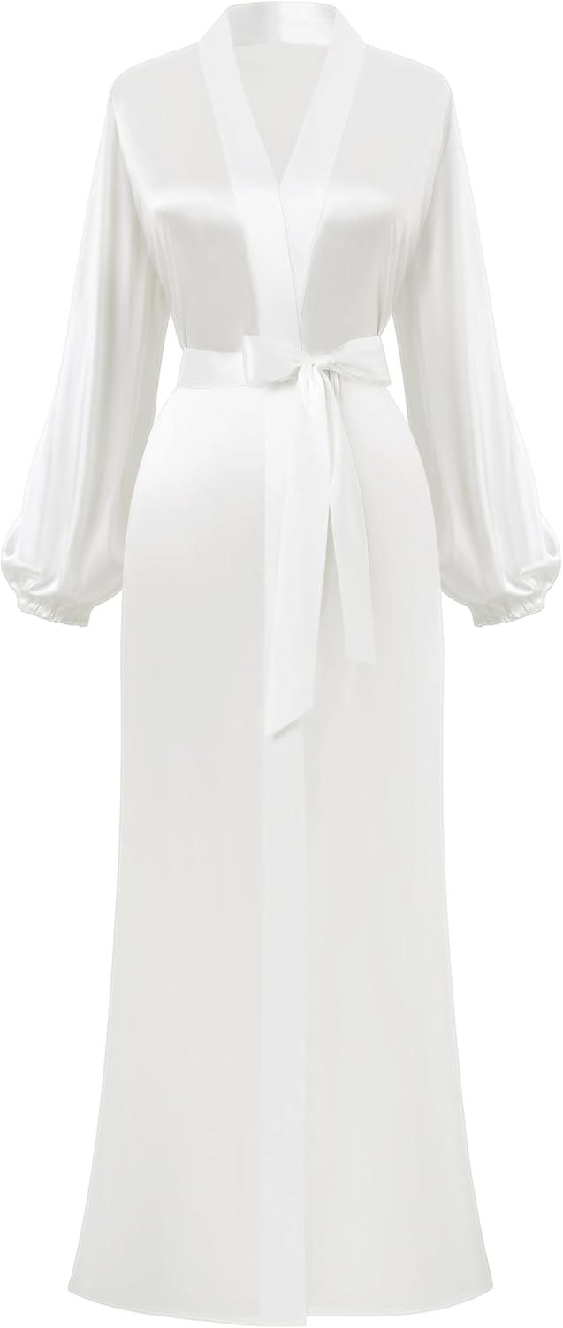 PRODESIGN Satin Kimono Robe Women Long Silky Kimono Bathrobe Sleepwear Wedding Bridesmaid Robe
