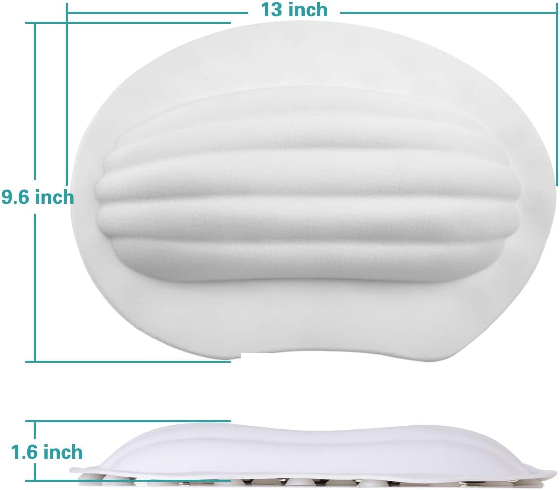 Sfiery Bathtub Pillow, TPE Bath Tub Headrest with Strong Suction Cups, Non Slip,Waterproof for Tub,Head Neck Good Support, White