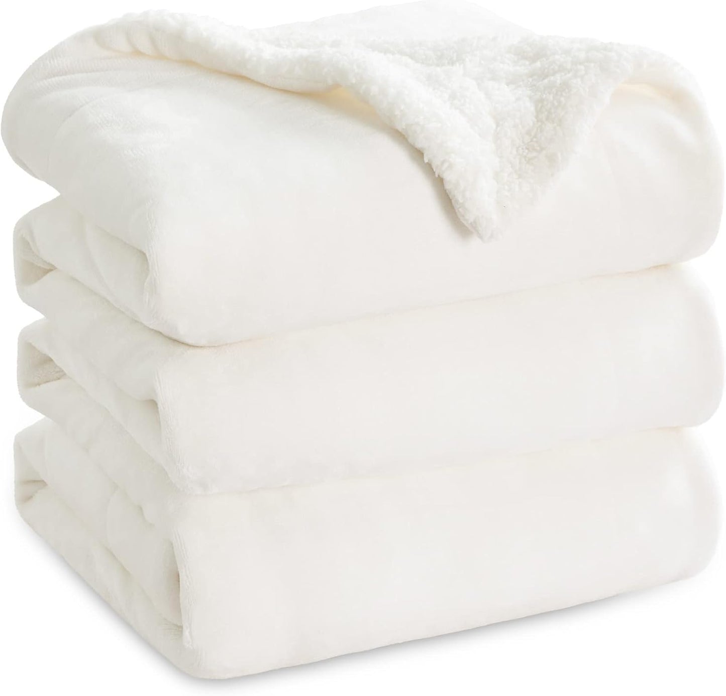 Bedsure GentleSoft Sherpa Fleece Blankets King Size for Bed - Thick and Warm Throw for Women and Men, Soft Fuzzy Plush King Blanket for Winter, White, 108x90 Inches