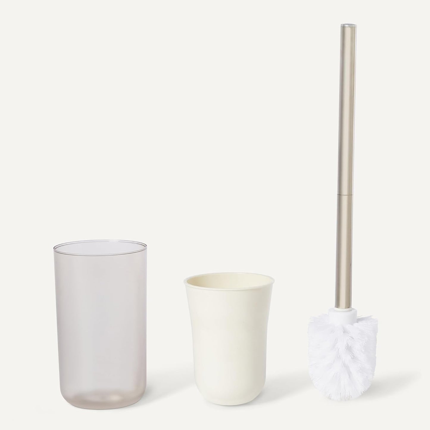 Amazon Basics 6 Pieces Bath Coordinate Set with Toothbrush Holder, Soap Dispenser and Soap Dish, Toothbrush Cup, Trash Can and Toilet Brush & Holder, Ivory