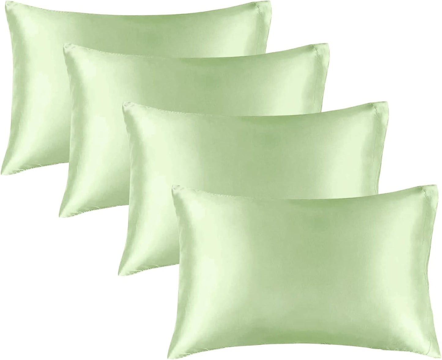 BEDELITE Satin Pillowcase for Hair and Skin, Super Soft Similar to Silk Pillow Cases 4 Pack with Envelope Closure, Cooling Pillowcases for Women Men (20"x36" King Size, Gleam)