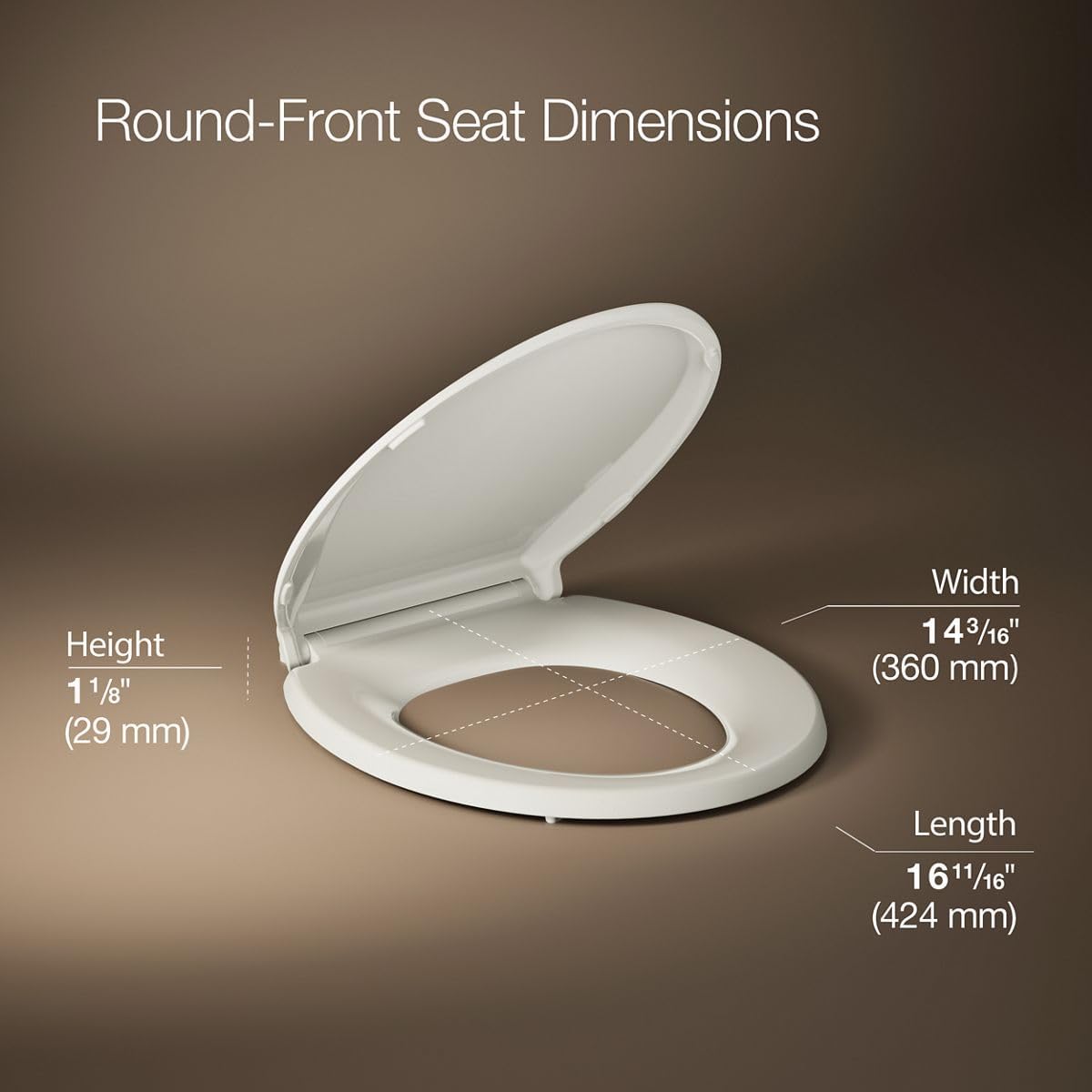 KOHLER 4639-RL-47 Cachet ReadyLatch Round Toilet Seat Soft Close, Almond