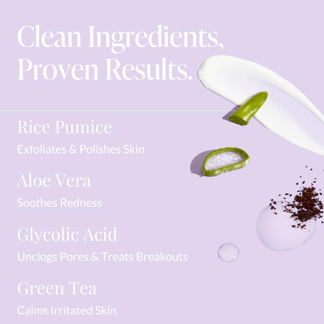 Beia Bikini & Body Scrub - Gentle Exfoliating Body Scrub with Glycolic Acid & Rice Extract - Fights Ingrown Hairs KP Bumps & Dry Skin - Hydrating & Soothing for Sensitive Skin 7.6 Oz