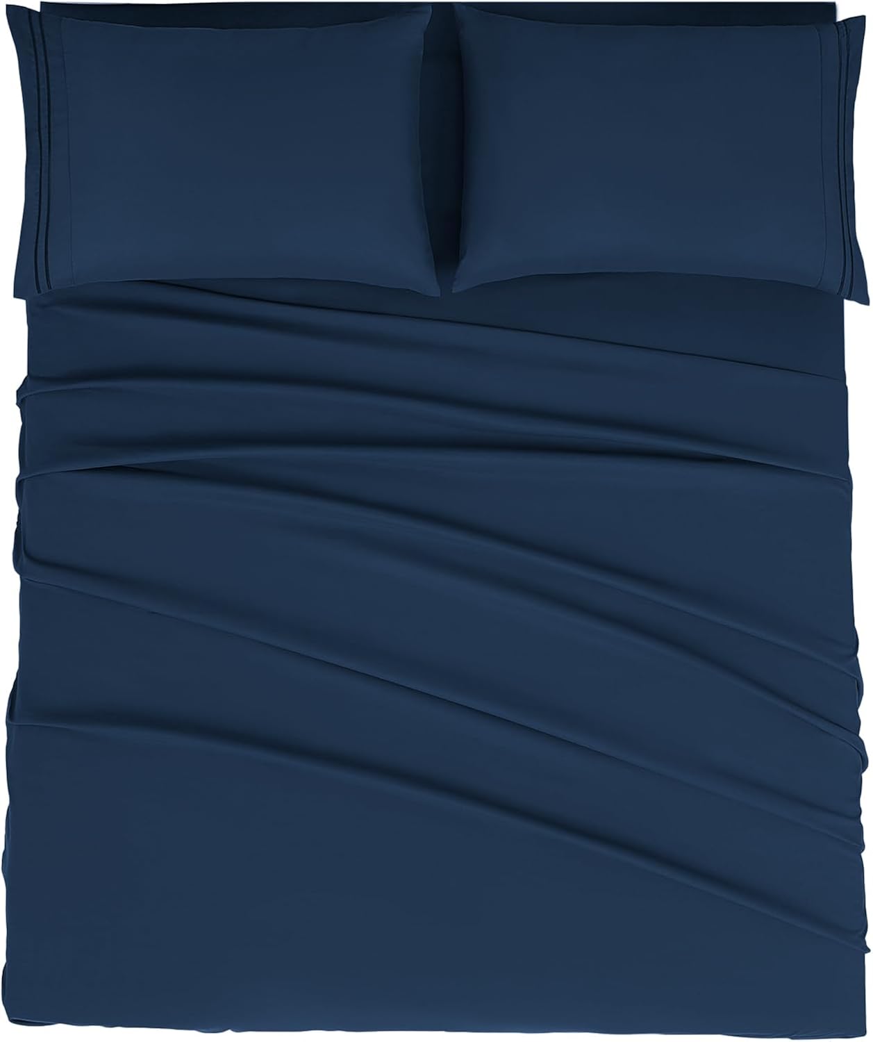 Mejoroom California King Size Sheet Set - Soft Microfiber Bed Sheets,Deep Pocket Fitted Sheet, Breathable, Wrinkle & Fade Resistant - 4 Piece (California King,Navy)