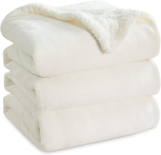 Bedsure GentleSoft Sherpa Fleece Blankets King Size for Bed - Thick and Warm Throw for Women and Men, Soft Fuzzy Plush King Blanket for Winter, Cream, 108x90 Inches