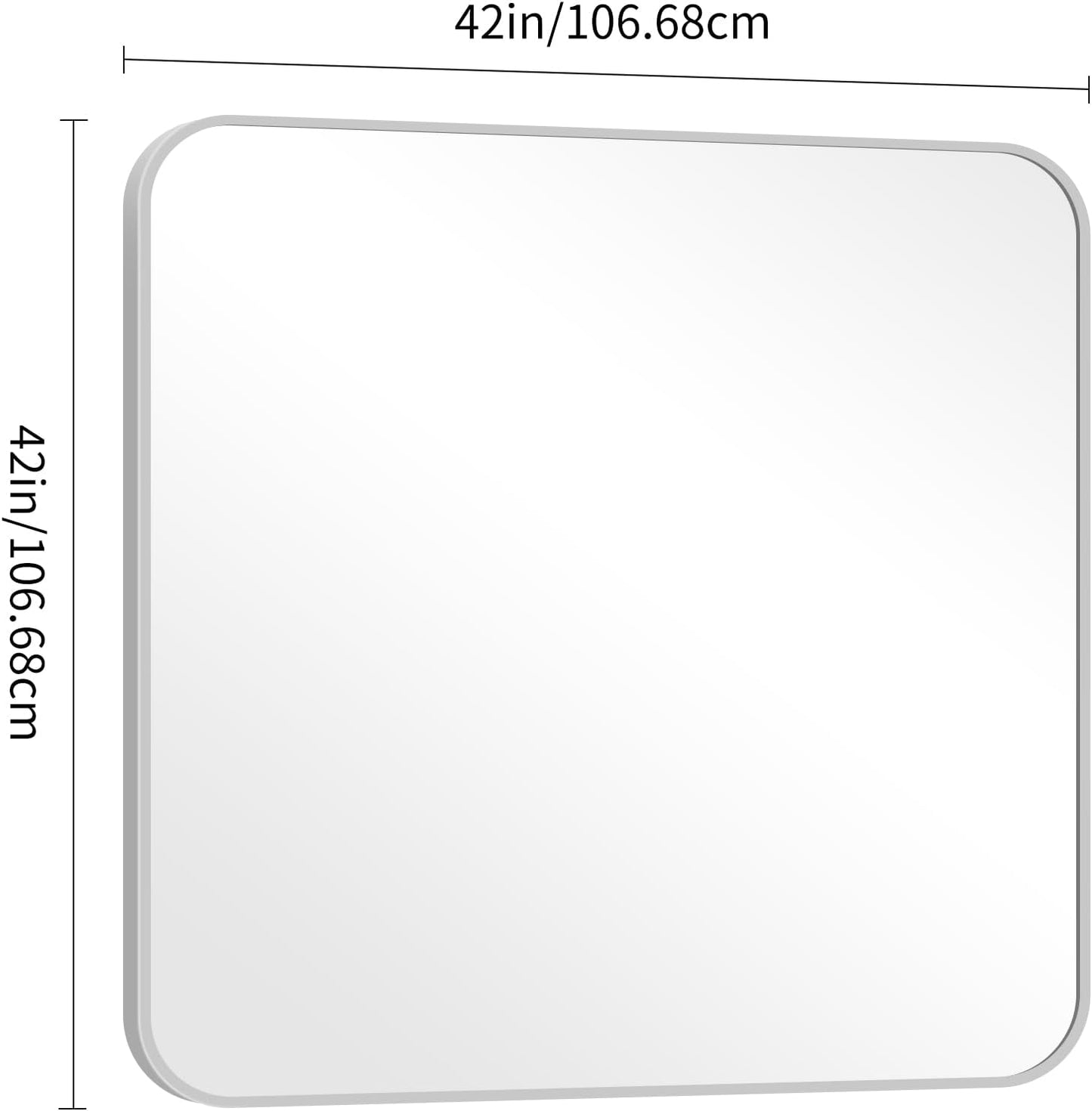 42" x 42"Bathroom Mirror, Silver Wall Mirror with Metal Frame, Decorative Rectangular Vanity Mirror for Bedroom Bathroom Living Room Entryway (Horizontal/Vertical)