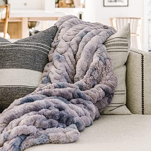 Minky Designs Blueberry Minky Blanket – Ultra Soft Faux Fur Throw Blanket for Couch, Bed & Home – Fluffy, Warm & Luxurious – Chic Collection (X-Large, 60x84)