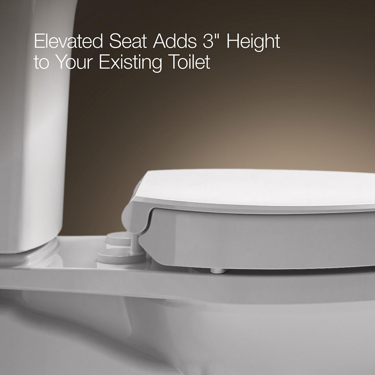 KOHLER 25876-0 Hyten 3" Height, Elevated Soft Close Round Toilet Seat, Contoured Seat with Grip-Tight Bumpers, Quick-Attach Hardware, White
