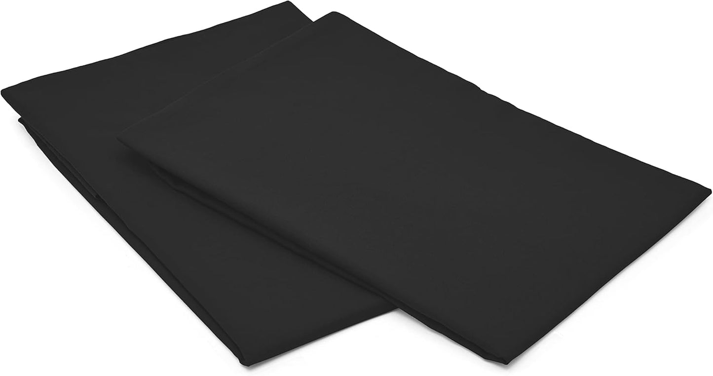 Amazon Basics Standard Pillow Cases Set of 2 - Lightweight, Super Soft Easy Care Microfiber, Black, 30" L x 20" W, Pillows Not Included