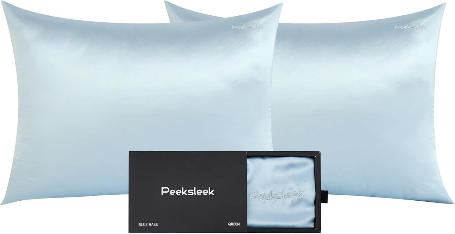 100% Mulberry Silk Pillowcases with Zipper– Luxurious, Anti-Aging Pillow Covers, 22 Momme 6A Grade Silk Pillow Cases 2 Pack for Hair and Skin Care, Perfect Small Gifts for Women