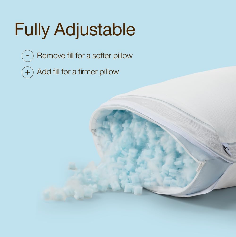 Coop Home Goods Cool+ Adjustable Cooling Body Pillow, 18x52, Cooling Gel Memory Foam & Microfiber, Side Sleeper & Pregnancy Pillow with Cool-to-The-Touch Washable Cover, Breathable Full Body Support