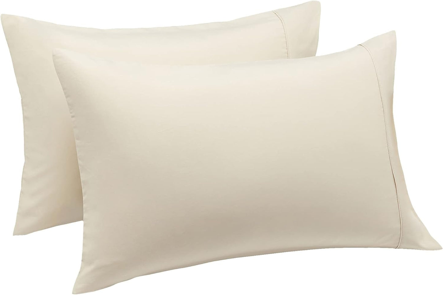 Amazon Basics Standard Pillow Cases Set of 2 - Lightweight, Super Soft Easy Care Microfiber, Beige, 30" L x 20" W, Pillows Not Included