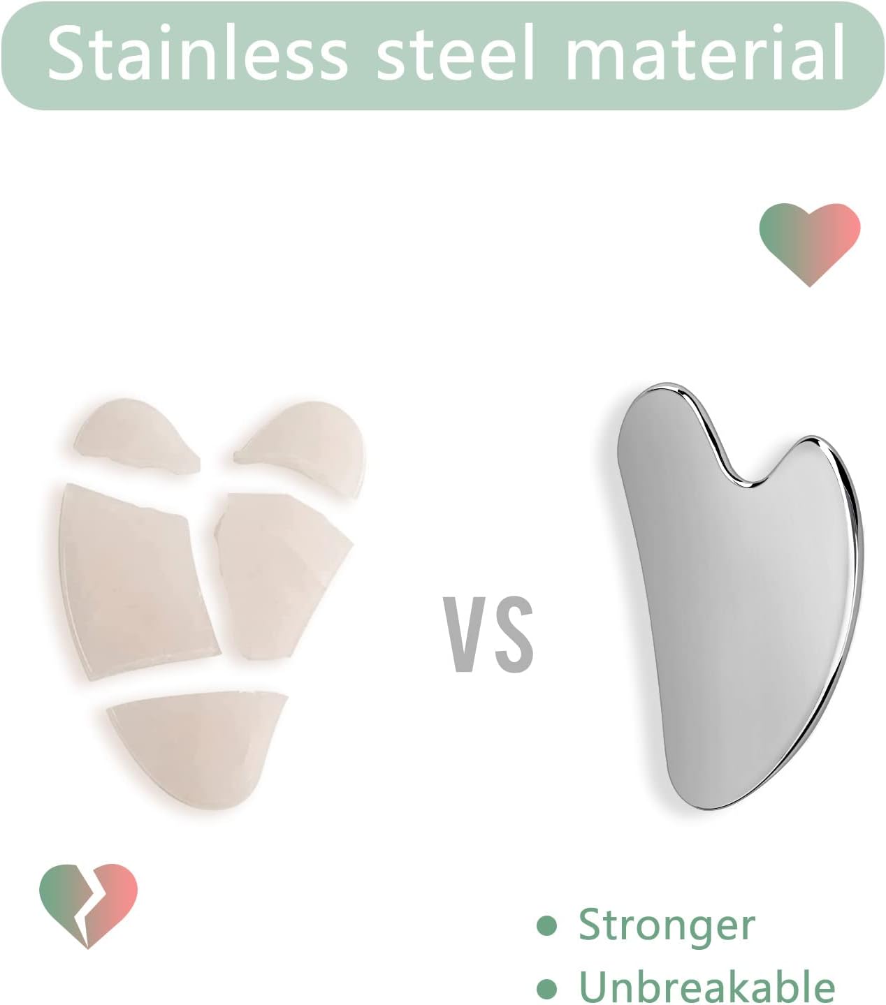 Gua Sha, Stainless Steel Gua Sha Facial Tools, Guasha Tool for Face Upgraded, Guasha Stainless Steel (Silvery)